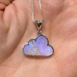 Moonstone Cloud Pendant, Kids Jewelry, Dainty Necklace, Flashy Stone, Healing